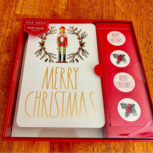 Rae Dunn MERRY CHRISTMAS Nutcracker Design Note Card Set Stickers NEW!! - Picture 2 of 3